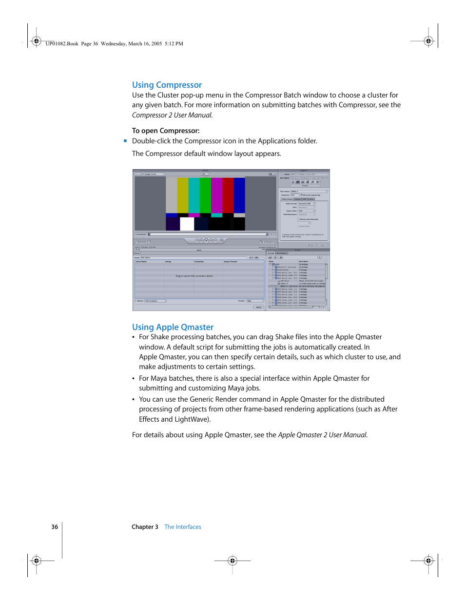Using compressor, Using apple qmaster | Apple Qmaster 2  and Compressor 2 (Distributed Processing Setup) User Manual | Page 36 / 74