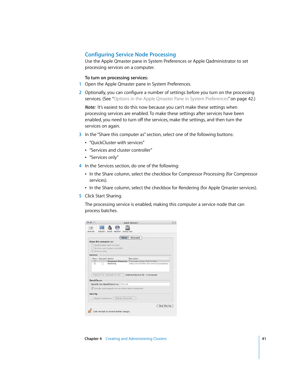 Configuring service node processing | Apple Qmaster 2  and Compressor 2 (Distributed Processing Setup) User Manual | Page 41 / 74