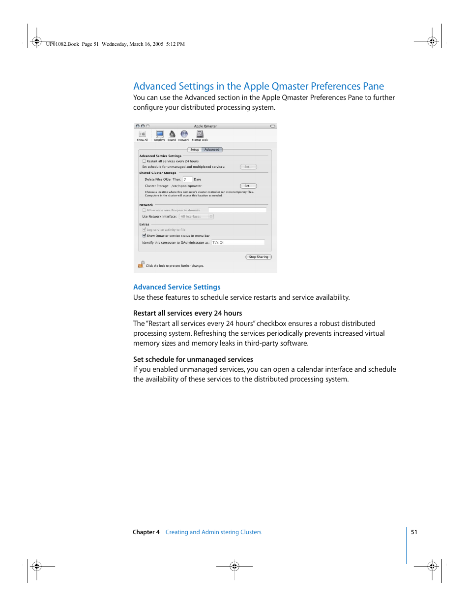 Advanced settings in the apple qmaster preferences, Pane, P. 51) | Apple Qmaster 2  and Compressor 2 (Distributed Processing Setup) User Manual | Page 51 / 74