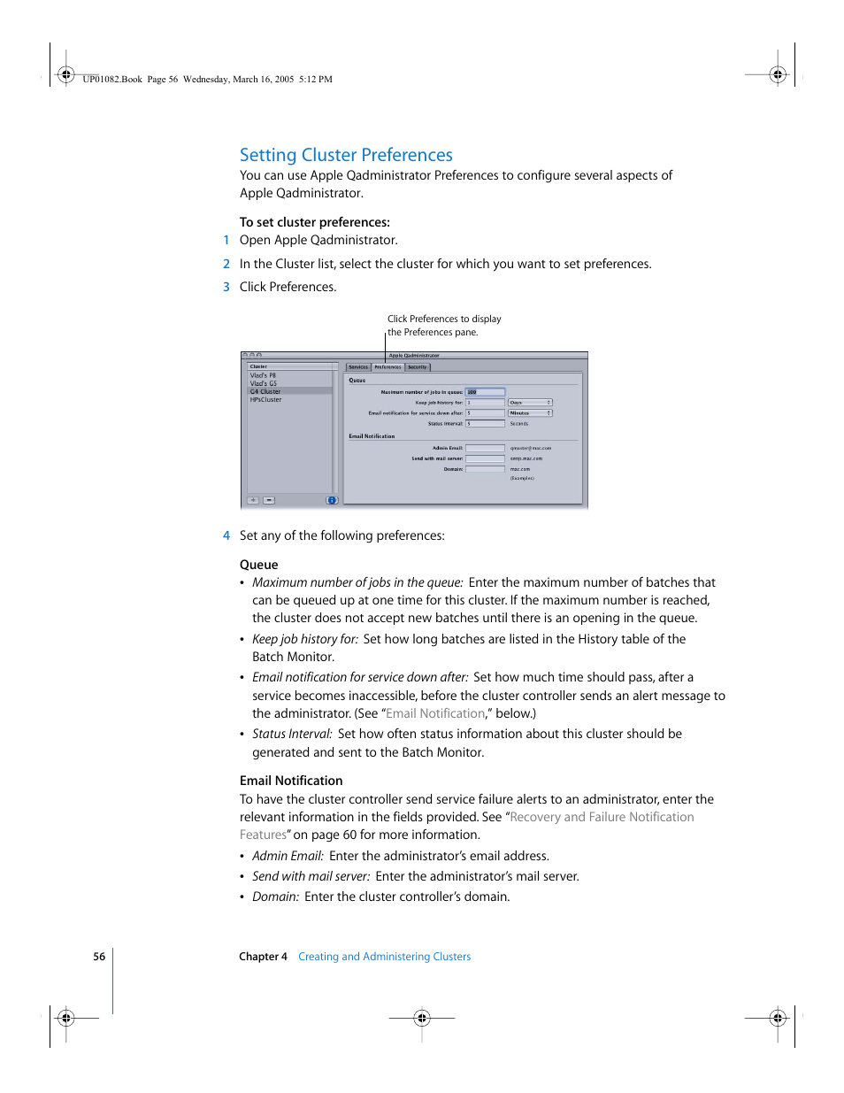 Setting cluster preferences, P. 56) | Apple Qmaster 2  and Compressor 2 (Distributed Processing Setup) User Manual | Page 56 / 74