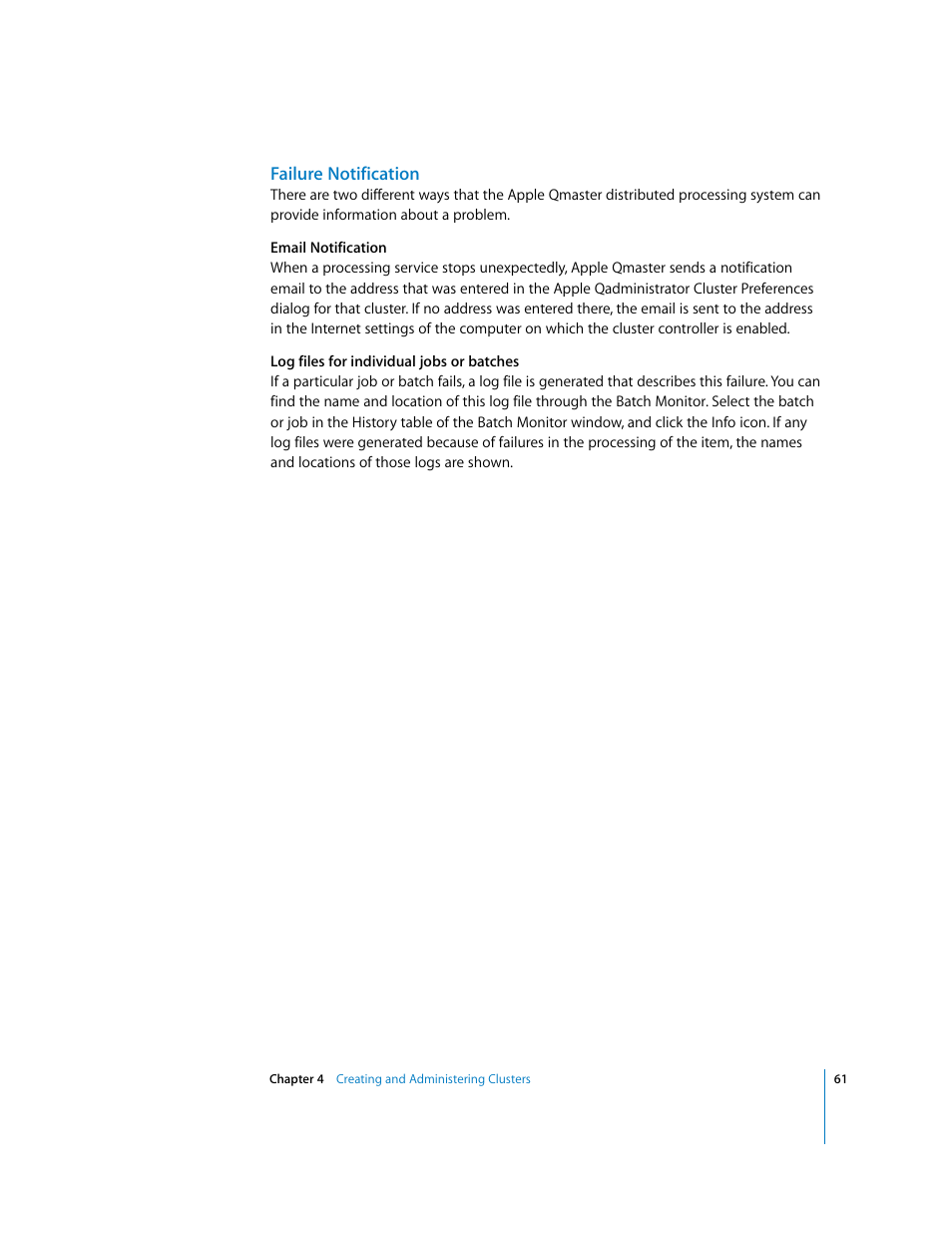 Failure notification | Apple Qmaster 2  and Compressor 2 (Distributed Processing Setup) User Manual | Page 61 / 74