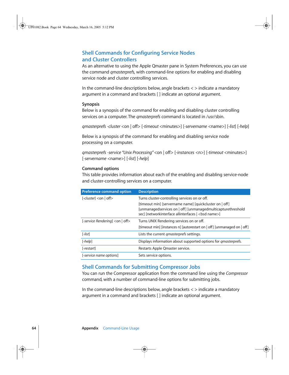 Shell commands for submitting compressor jobs | Apple Qmaster 2  and Compressor 2 (Distributed Processing Setup) User Manual | Page 64 / 74