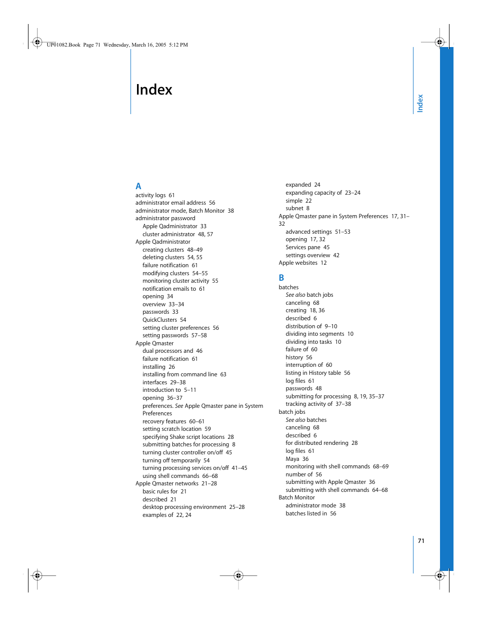 Index | Apple Qmaster 2  and Compressor 2 (Distributed Processing Setup) User Manual | Page 71 / 74