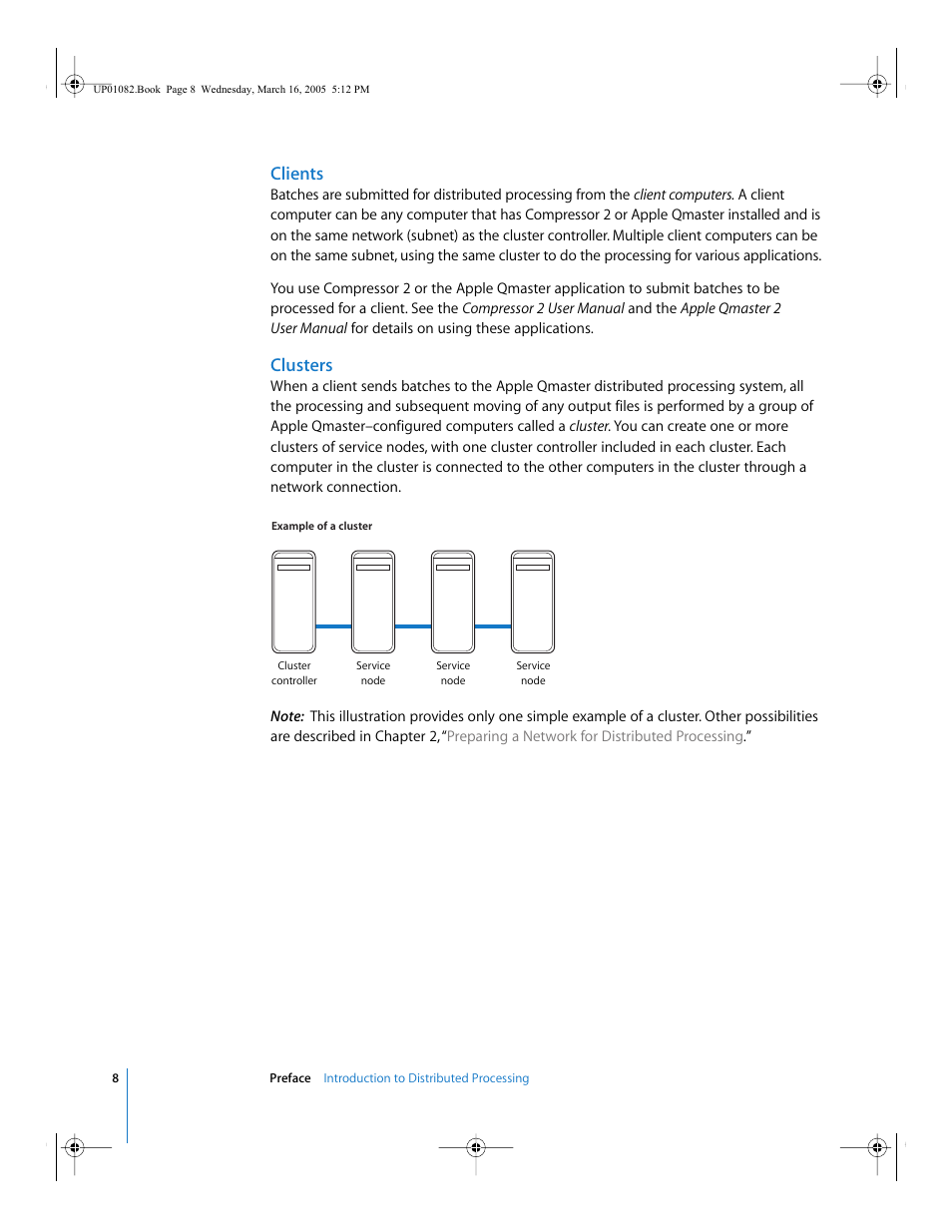 Clients, Clusters | Apple Qmaster 2  and Compressor 2 (Distributed Processing Setup) User Manual | Page 8 / 74