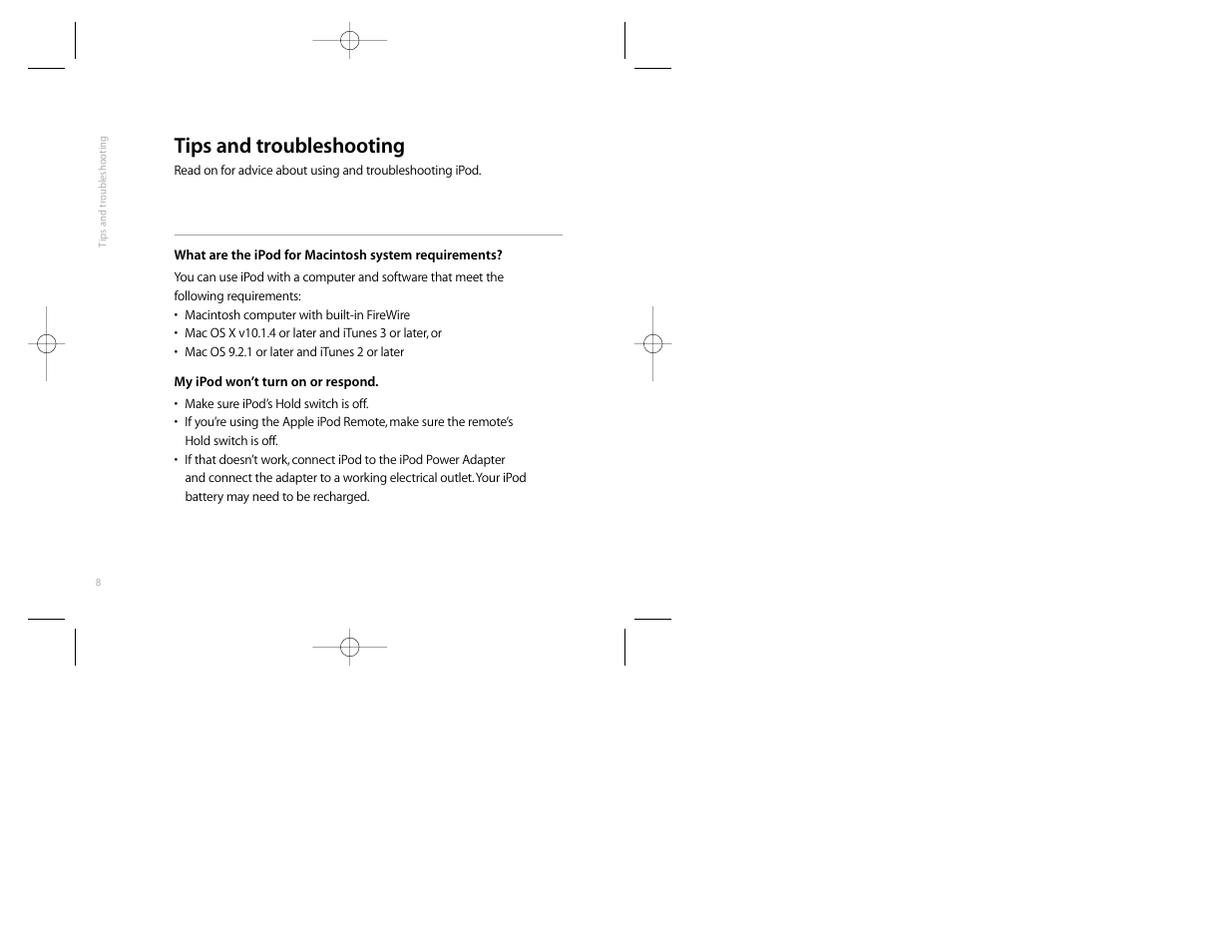 Tips and troubleshooting | Apple iPod (Original) User Manual | Page 12 / 38