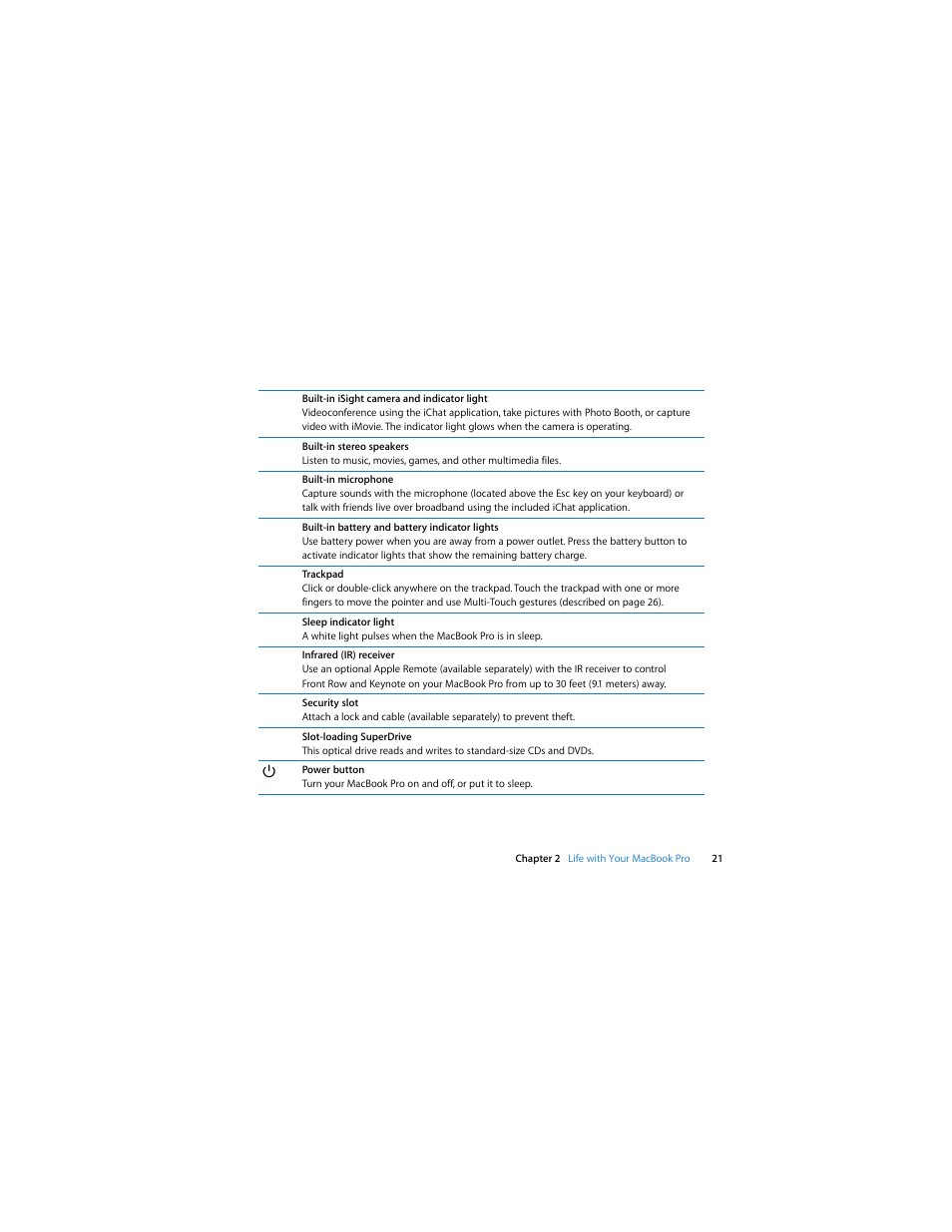 Apple MacBook Pro (15-inch, 2.53 GHz, Mid 2009) User Manual | Page 21 / 88