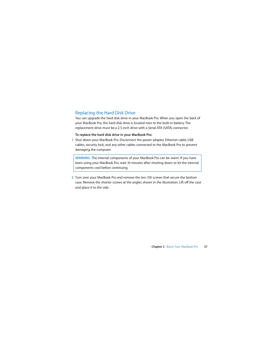 Replacing the hard disk drive | Apple MacBook Pro (15-inch, 2.53 GHz, Mid 2009) User Manual | Page 37 / 88