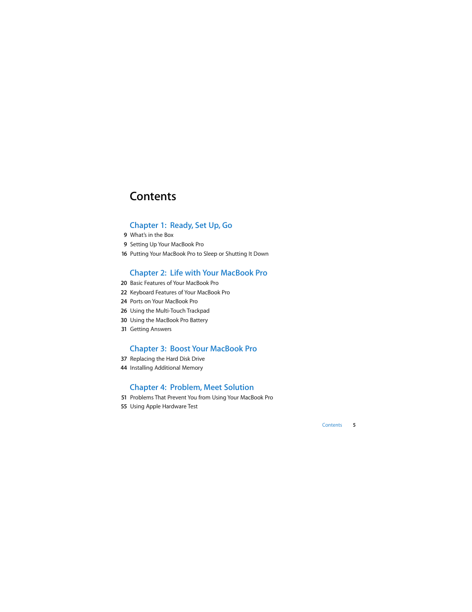 Apple MacBook Pro (15-inch, 2.53 GHz, Mid 2009) User Manual | Page 5 / 88