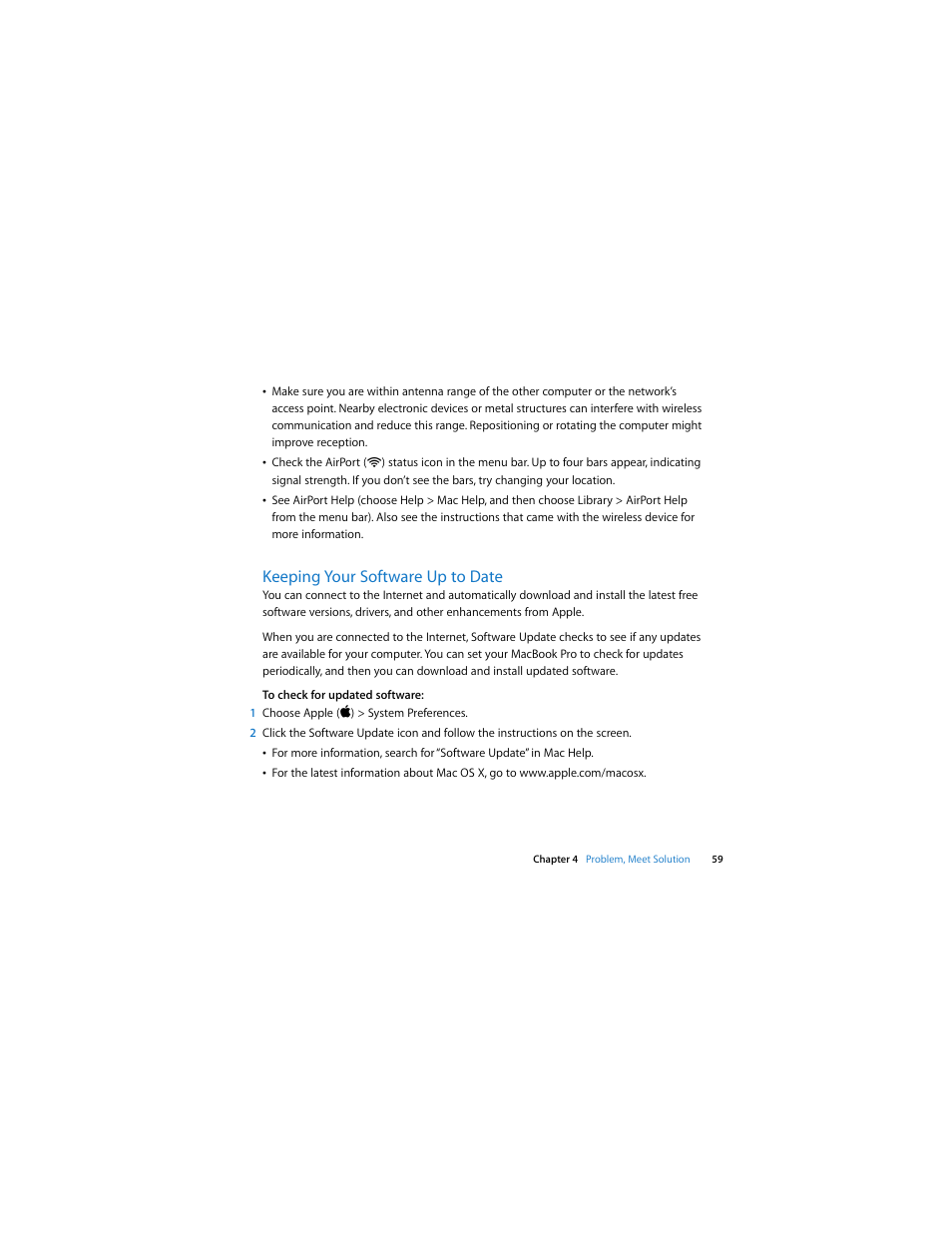 Keeping your software up to date | Apple MacBook Pro (15-inch, 2.53 GHz, Mid 2009) User Manual | Page 59 / 88