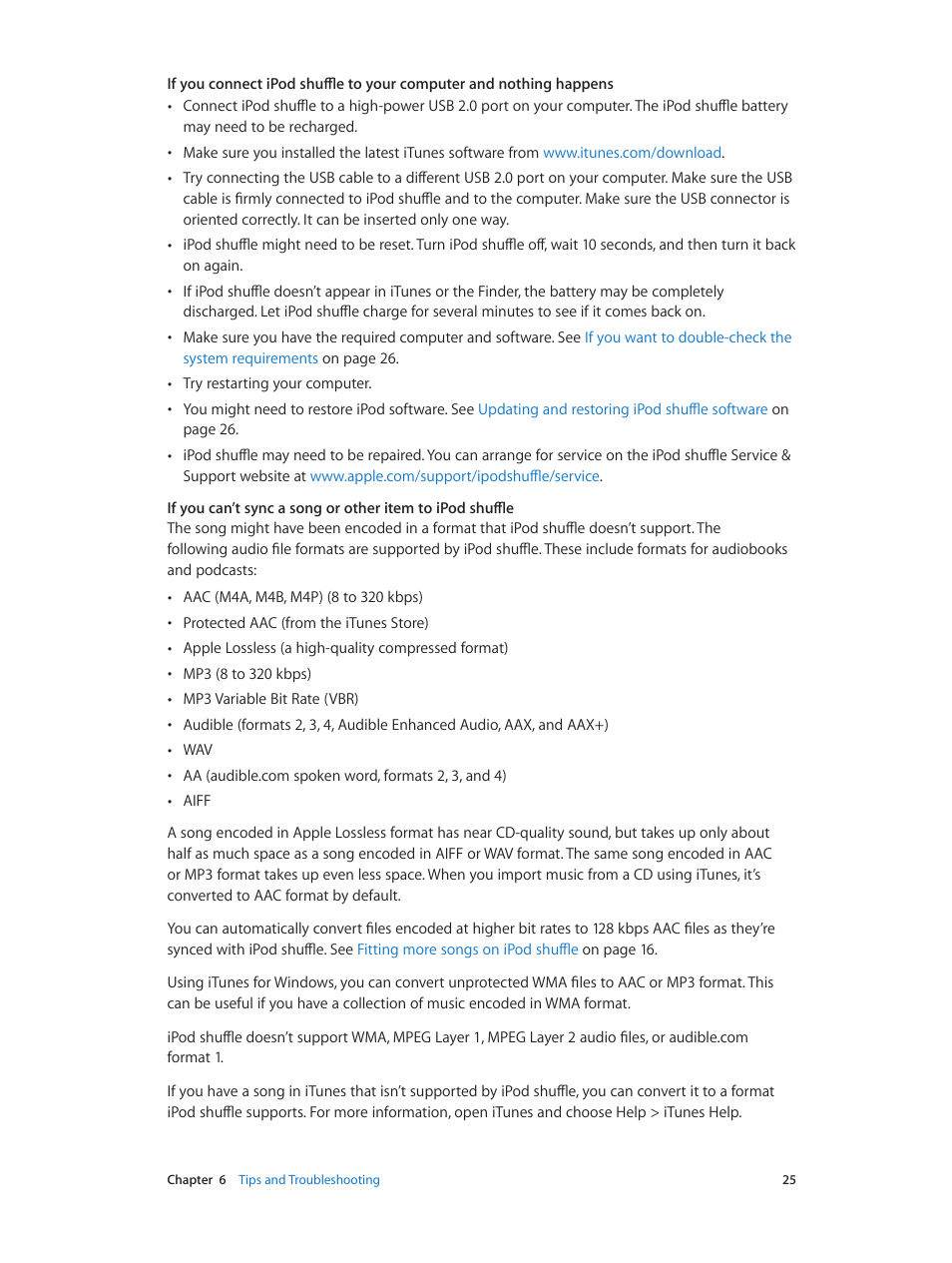 If you, Can’t sync a song or other item to ipod shuffle | Apple iPod shuffle (4th generation) User Manual | Page 25 / 32