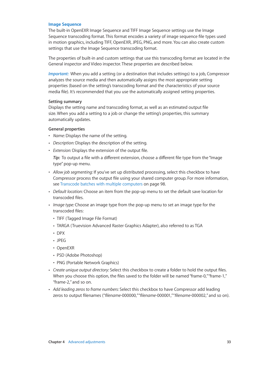 Image sequence | Apple Compressor (4.1.2) User Manual | Page 33 / 108
