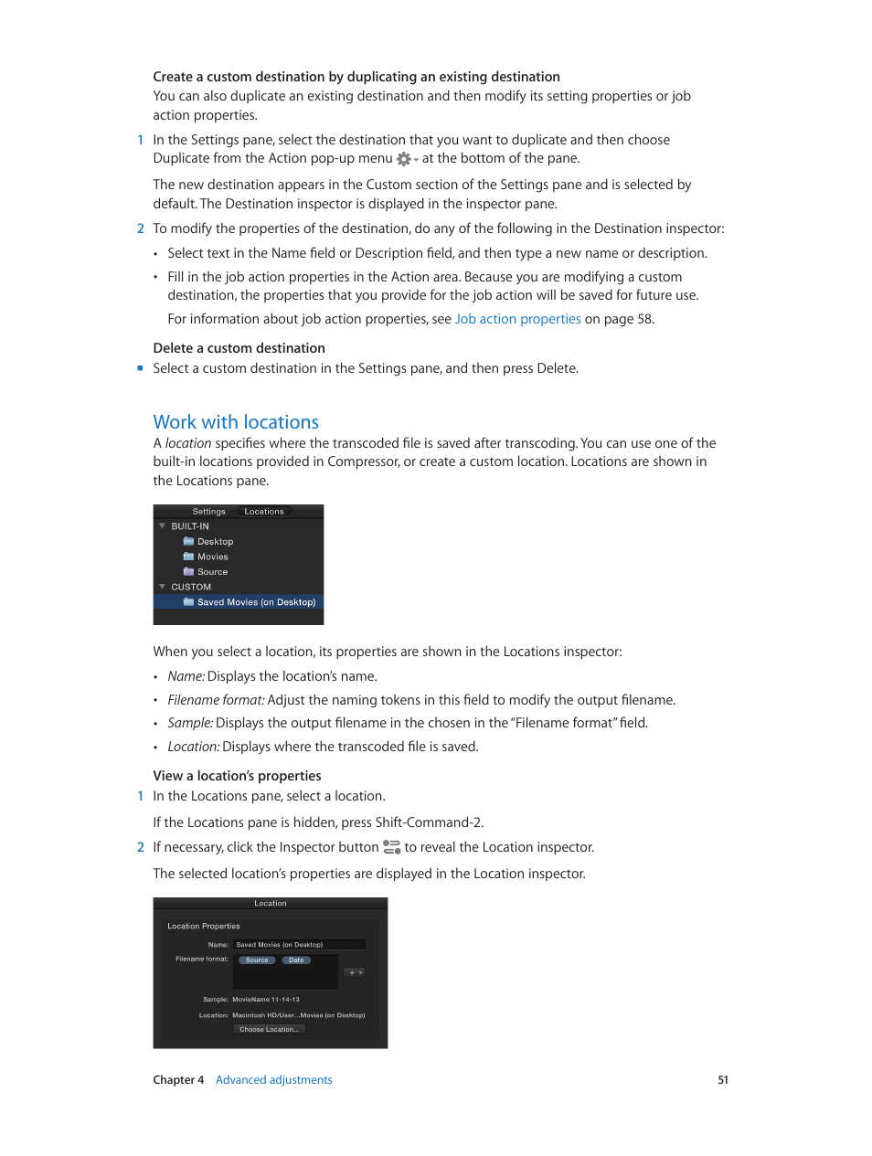 Work with locations, 51 work with locations | Apple Compressor (4.1.2) User Manual | Page 51 / 108