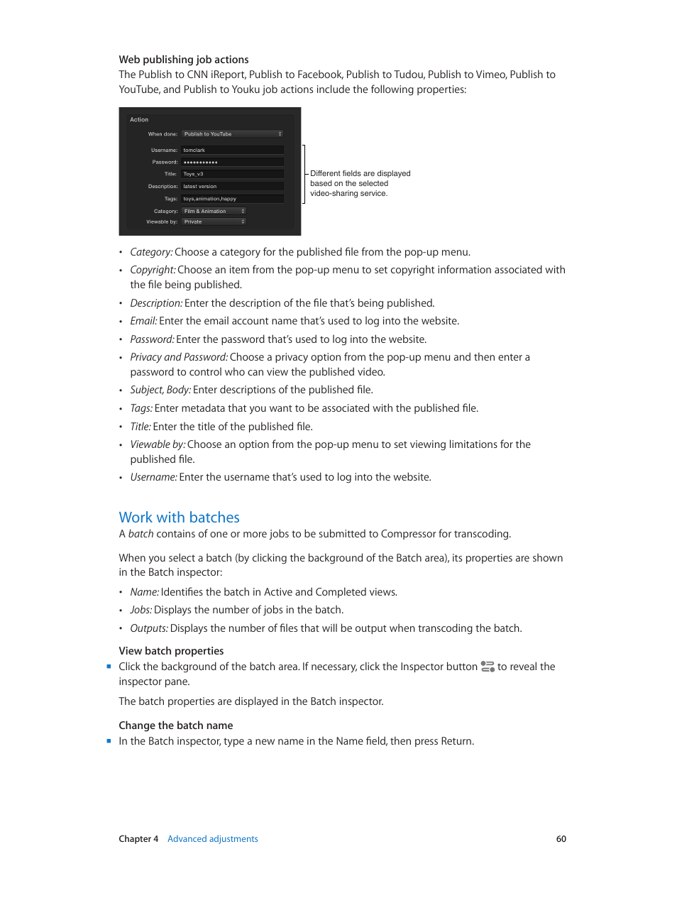 Work with batches, 60 work with batches | Apple Compressor (4.1.2) User Manual | Page 60 / 108