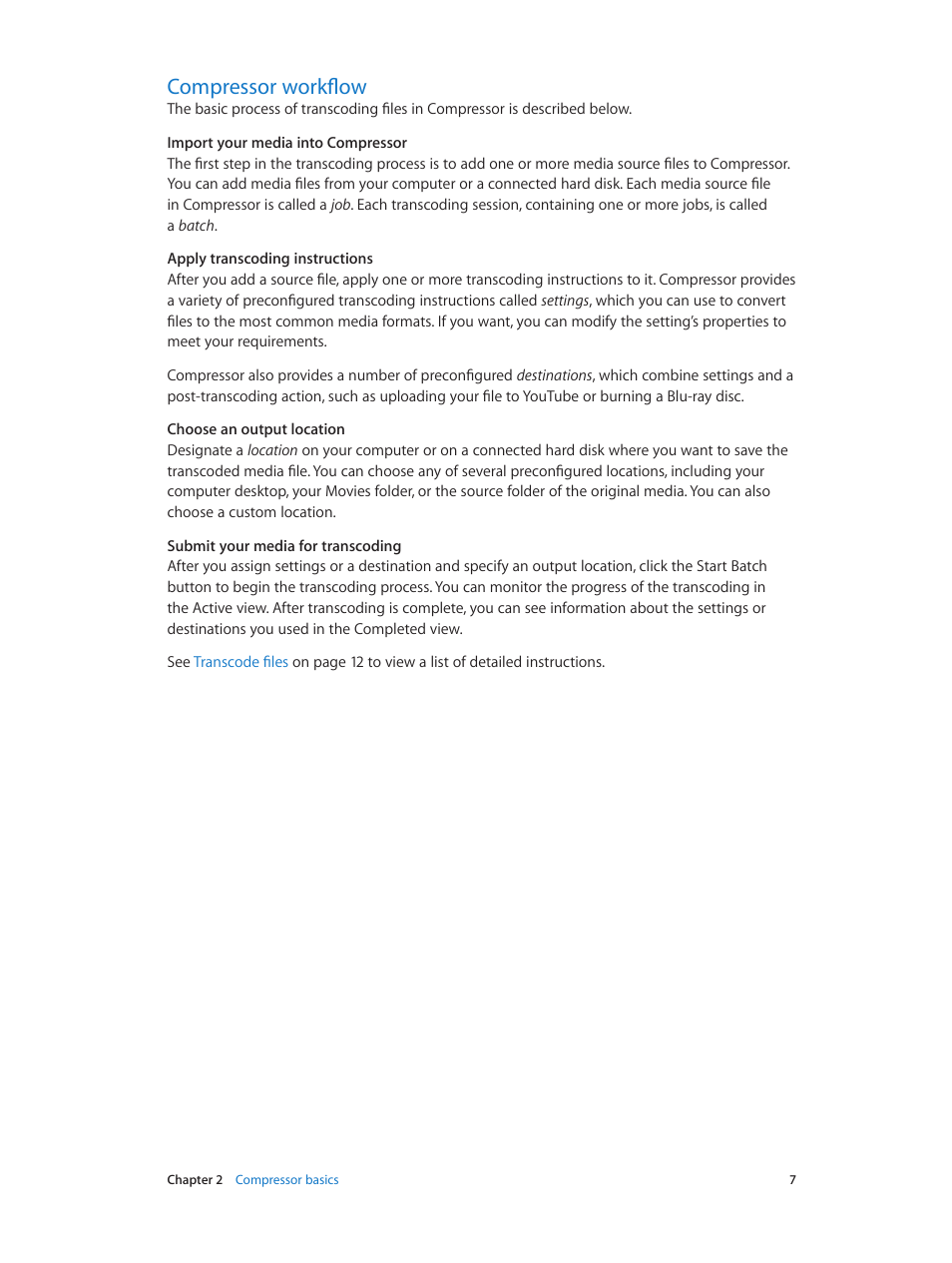 Compressor workflow | Apple Compressor (4.1.2) User Manual | Page 7 / 108