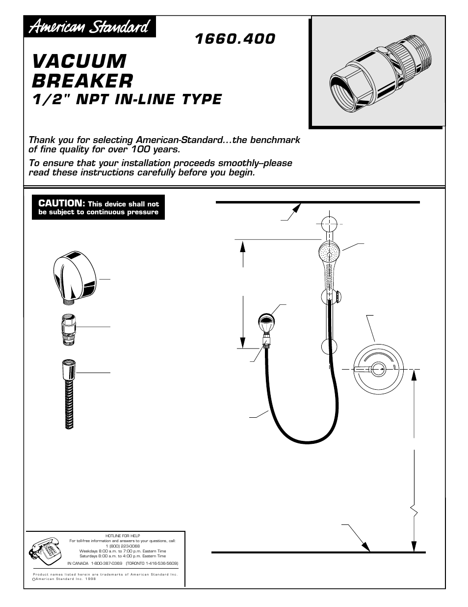 American Standard 1660.400 User Manual | 1 page
