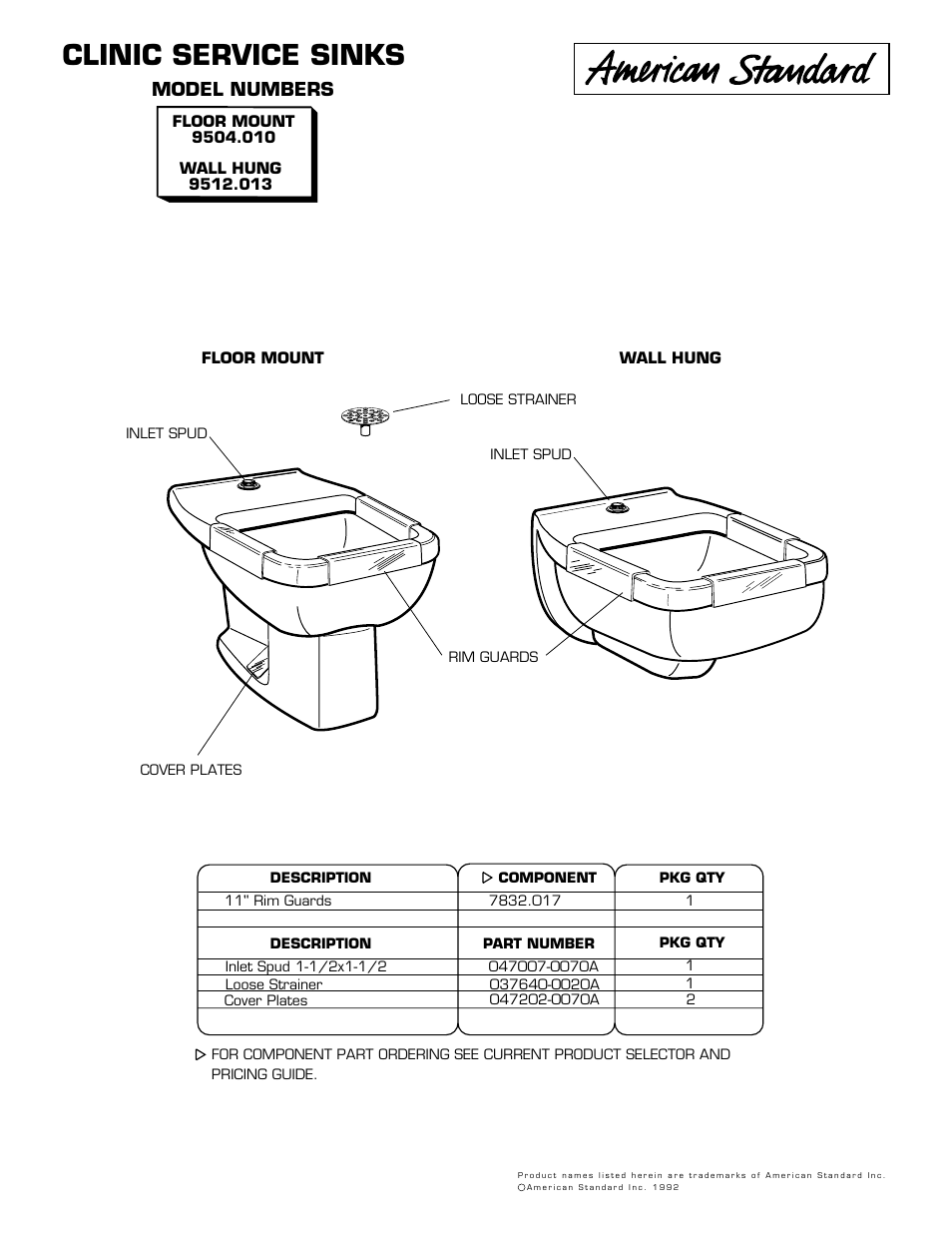 American Standard 9504.010 User Manual | 1 page