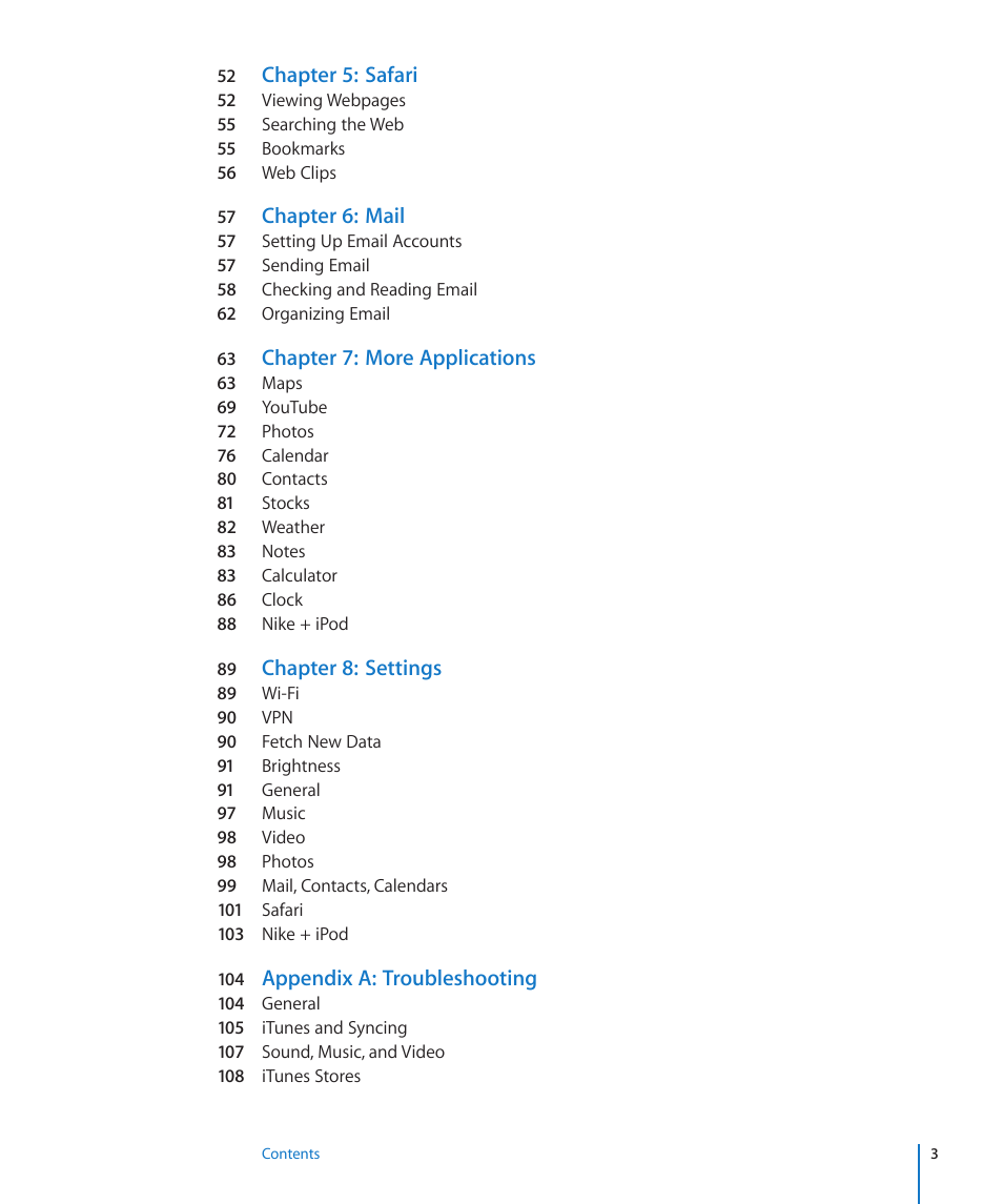 Apple iPod touch iOS 2.1 User Manual | Page 3 / 122