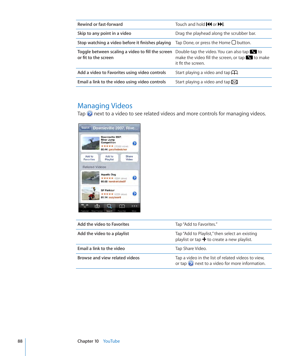 Managing videos, 88 managing videos | Apple iPod touch iOS 3.1 User Manual | Page 88 / 169