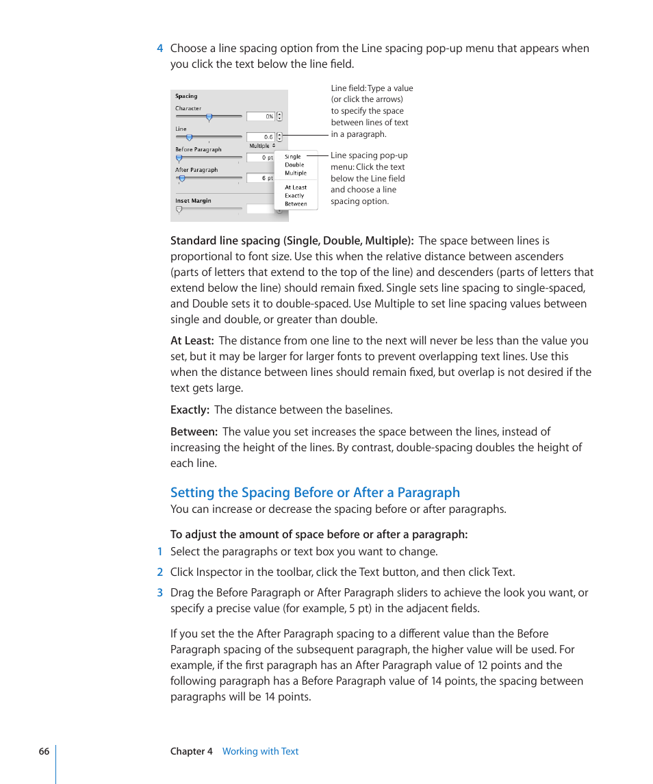 Setting the spacing before or after a paragraph | Apple Keynote '09 User Manual | Page 66 / 247