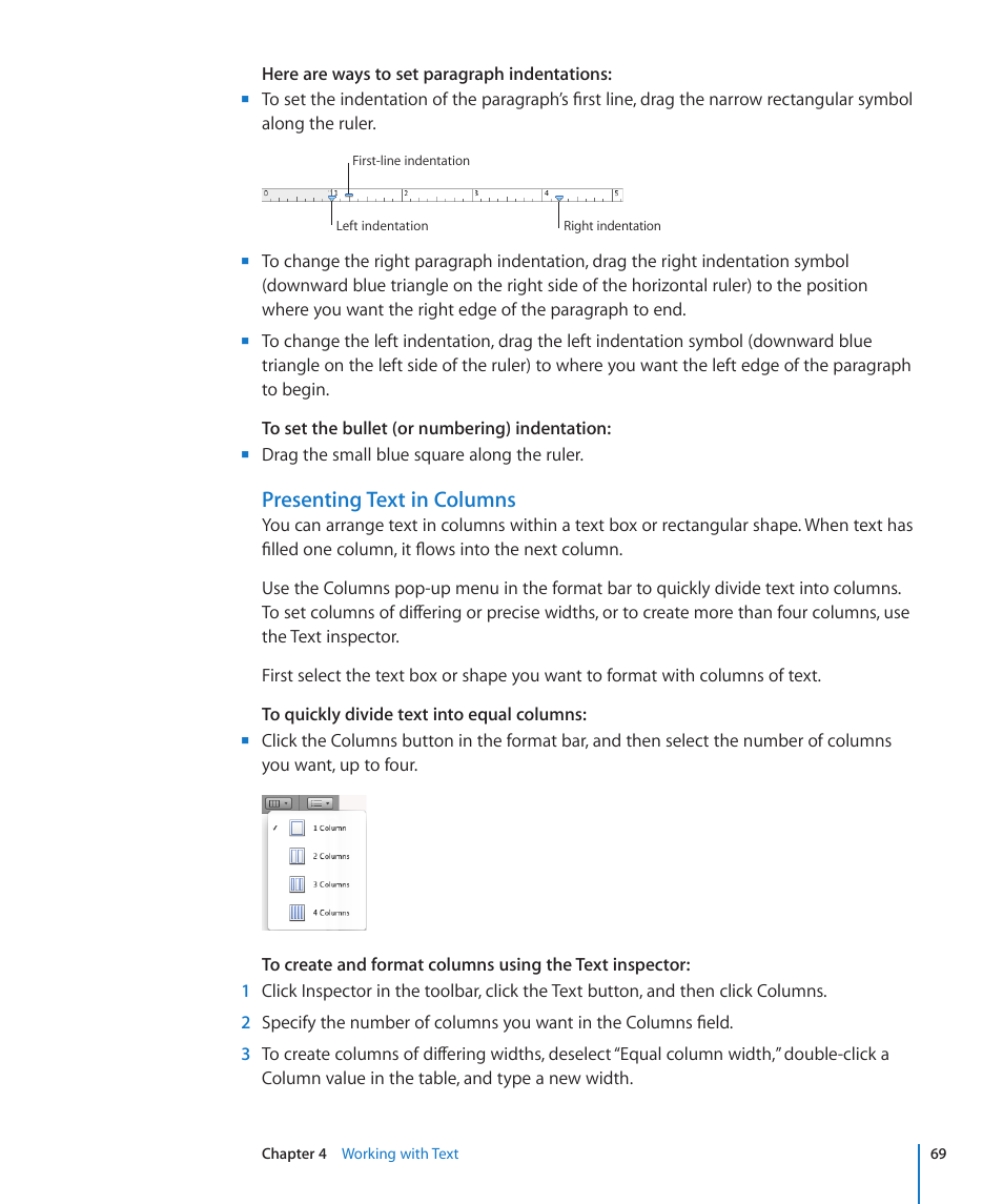 Presenting text in columns | Apple Keynote '09 User Manual | Page 69 / 247