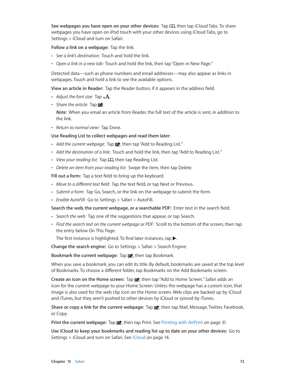 Apple iPod touch iOS 6.1 User Manual | Page 72 / 138