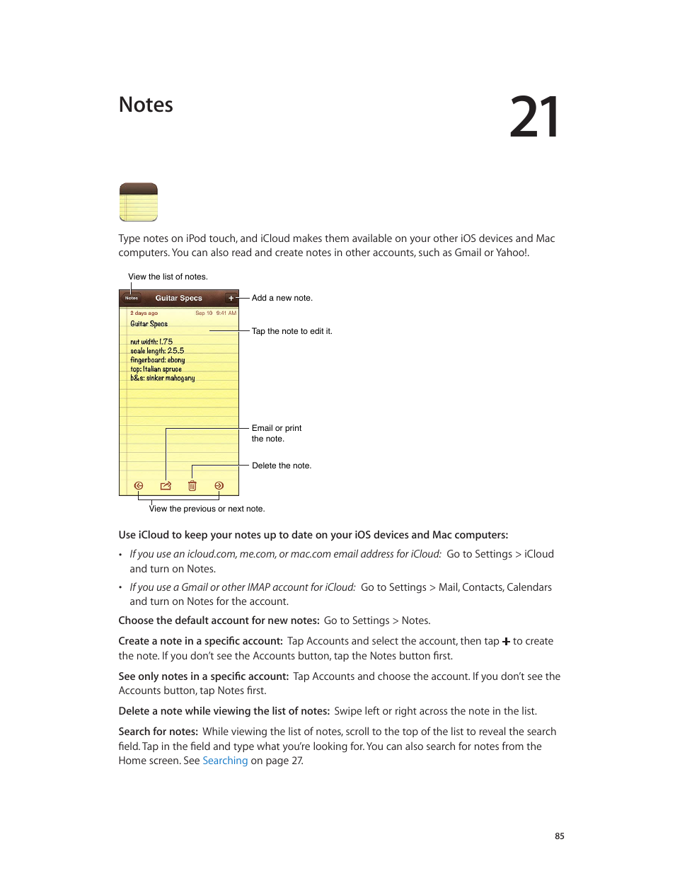 Chapter 21: notes | Apple iPod touch iOS 6.1 User Manual | Page 85 / 138