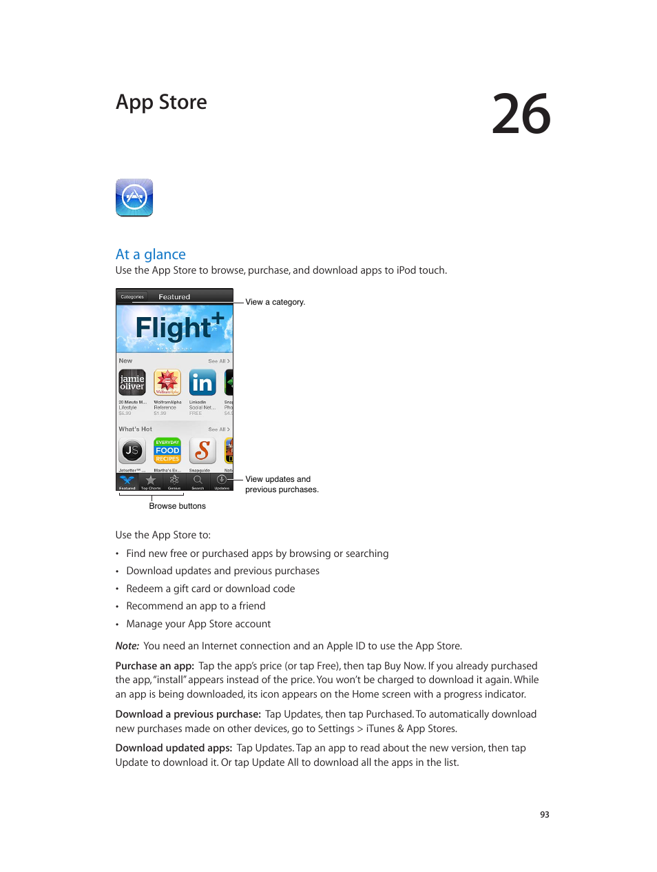 Chapter 26: app store, At a glance, 93 at a glance | App store | Apple iPod touch iOS 6.1 User Manual | Page 93 / 138