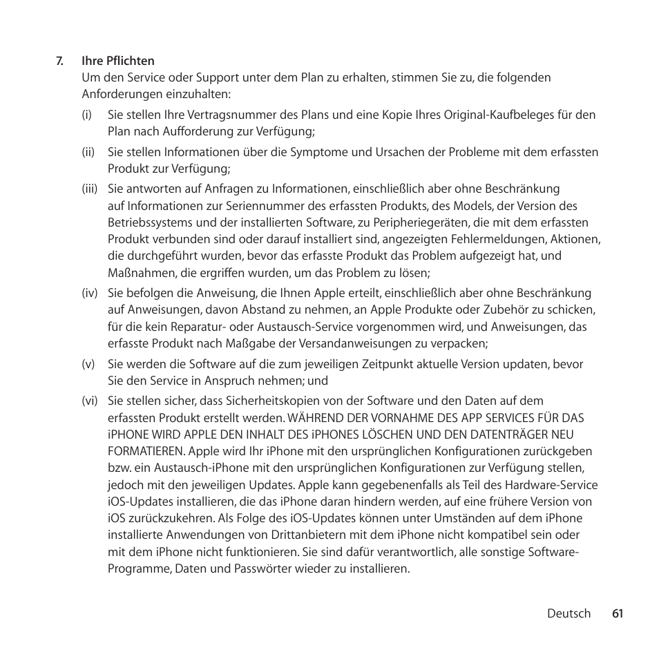 Apple AppleCare Protection Plan for iPhone User Manual | Page 61 / 88