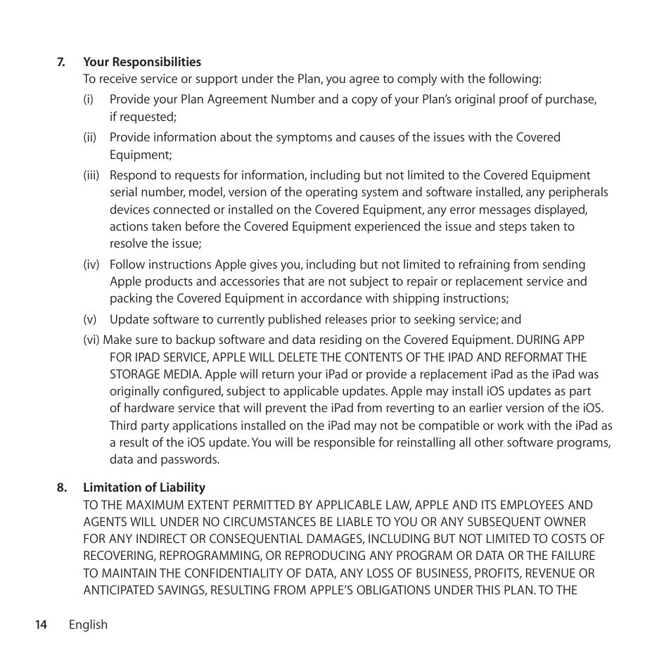 Apple AppleCare Protection Plan for iPad User Manual | Page 14 / 96