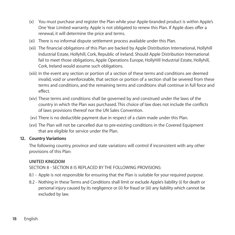 Apple AppleCare Protection Plan for iPad User Manual | Page 18 / 96