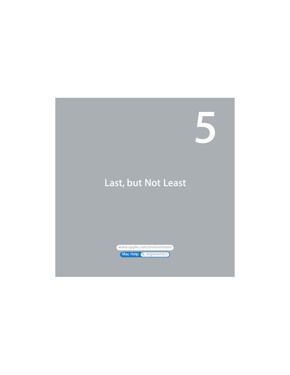 5 last, but not least, Chapter 5: last, but not least | Apple MacBook (13-inch, Aluminum, Late 2008) User Manual | Page 67 / 88