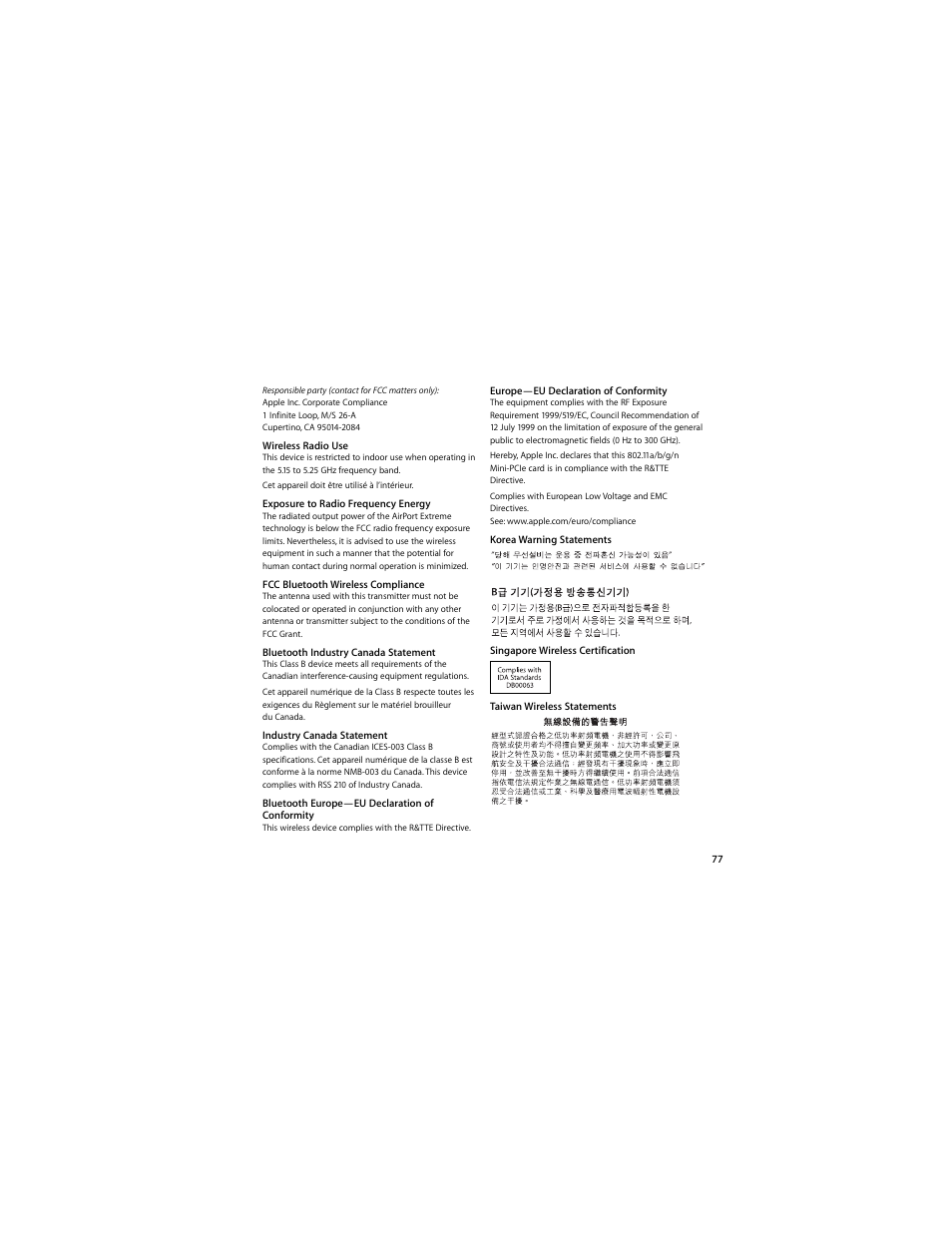 Apple MacBook (13-inch, Aluminum, Late 2008) User Manual | Page 77 / 88