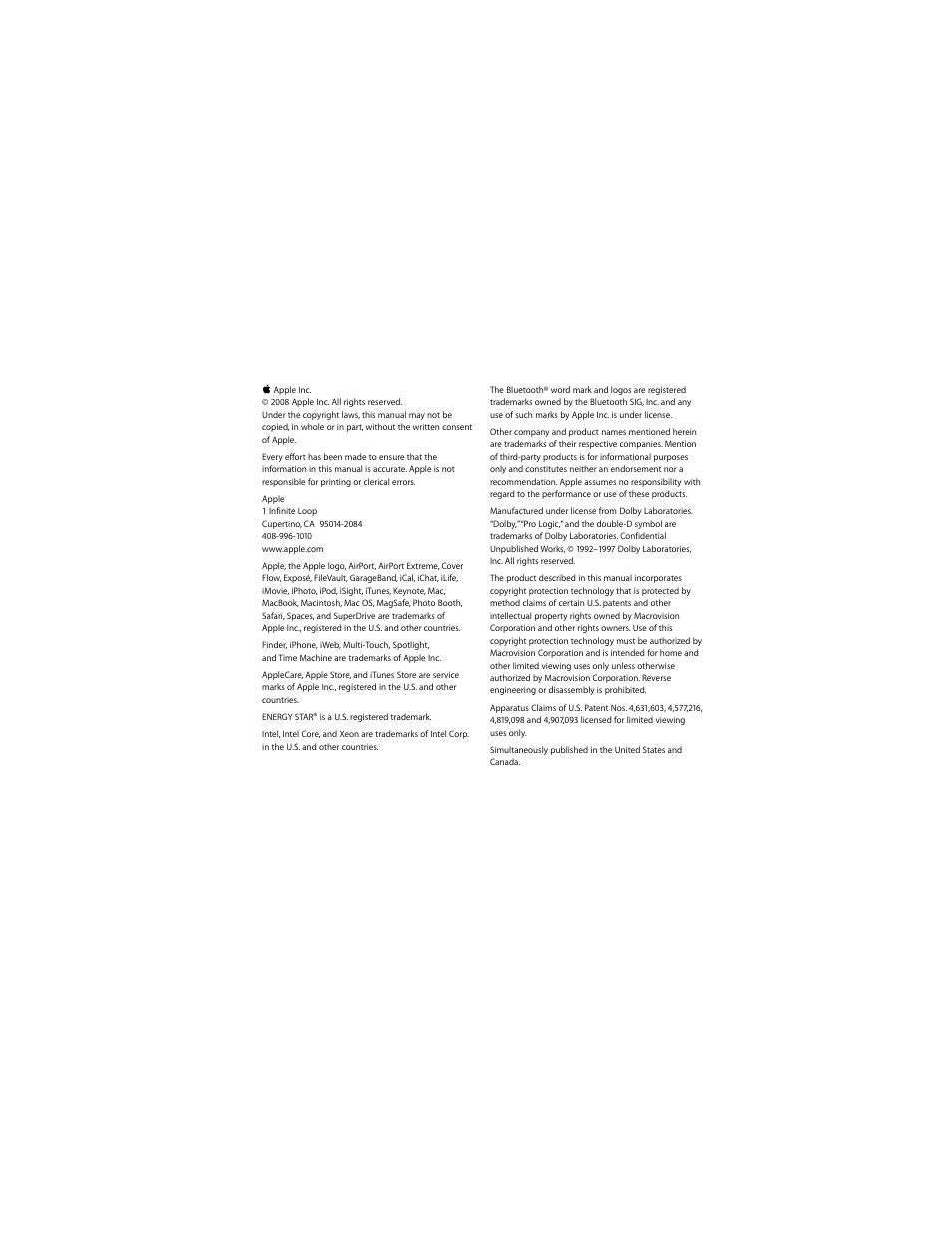 Apple MacBook (13-inch, Aluminum, Late 2008) User Manual | Page 86 / 88