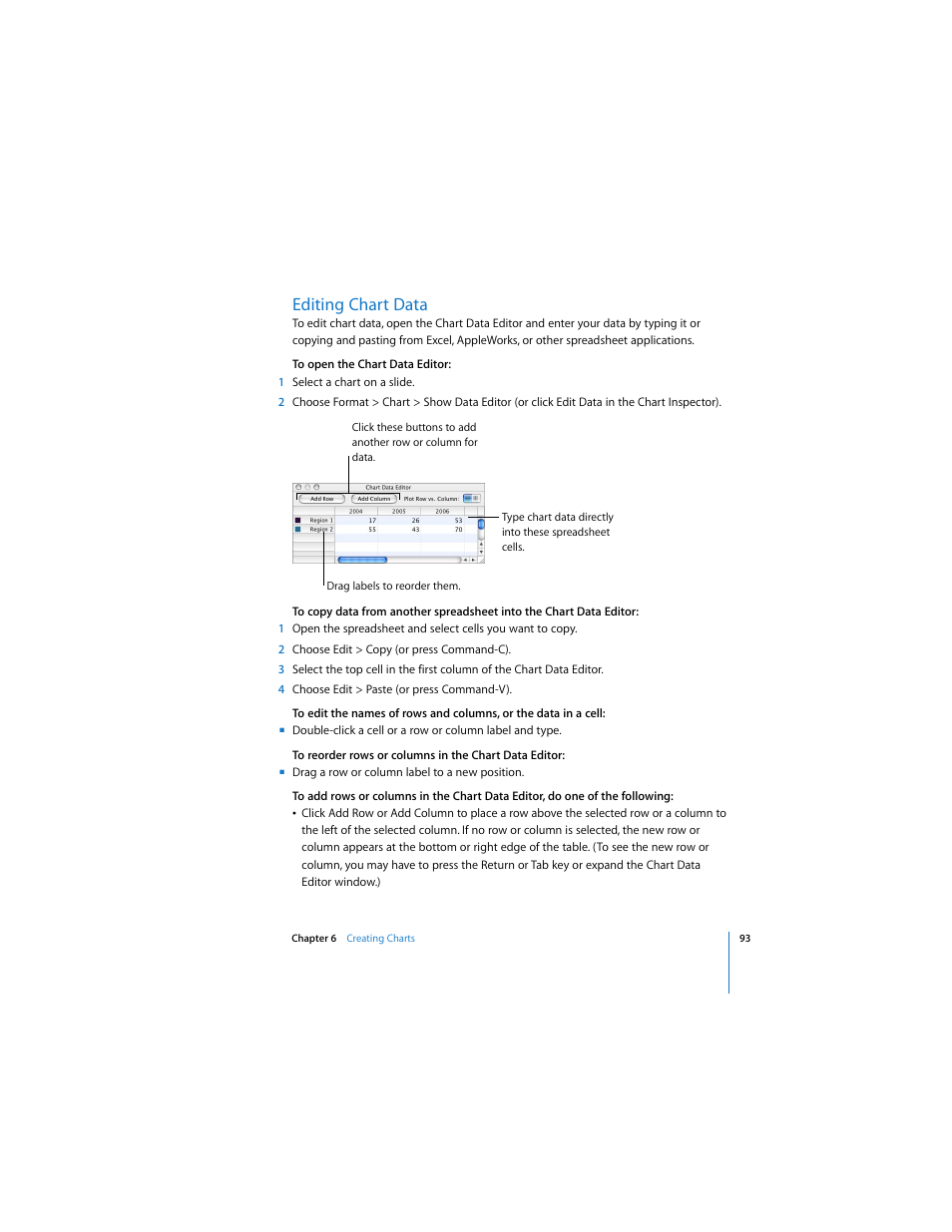 Editing chart data | Apple Keynote 2 User Manual | Page 93 / 152