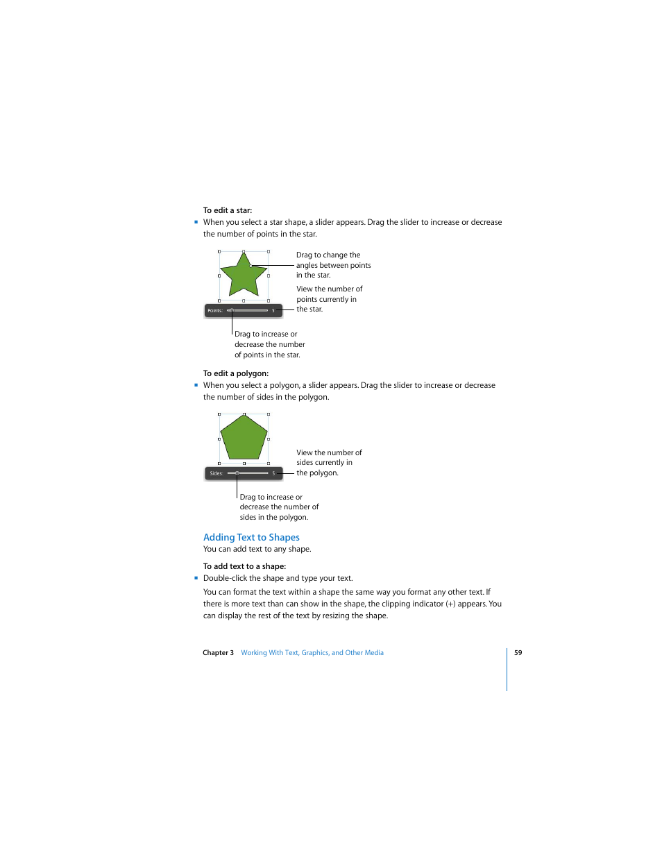 Adding text to shapes | Apple Keynote 3 User Manual | Page 59 / 187