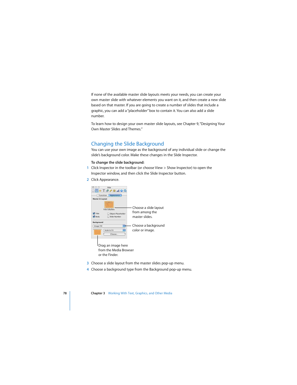 Changing the slide background | Apple Keynote 3 User Manual | Page 78 / 187