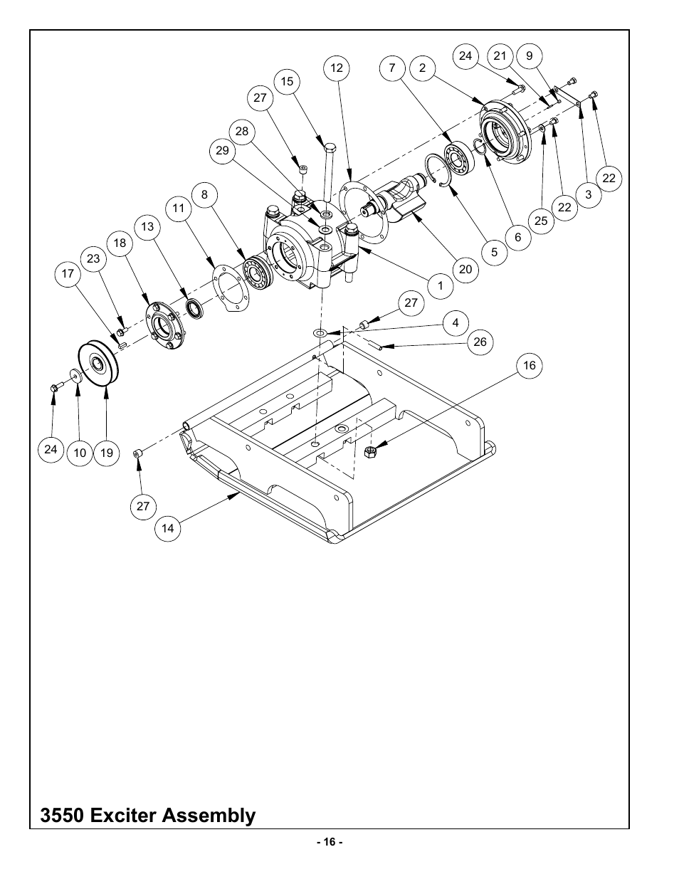 Engine assembly 3550, 3550 exciter assembly | MBW 3550 Series User Manual | Page 19 / 29