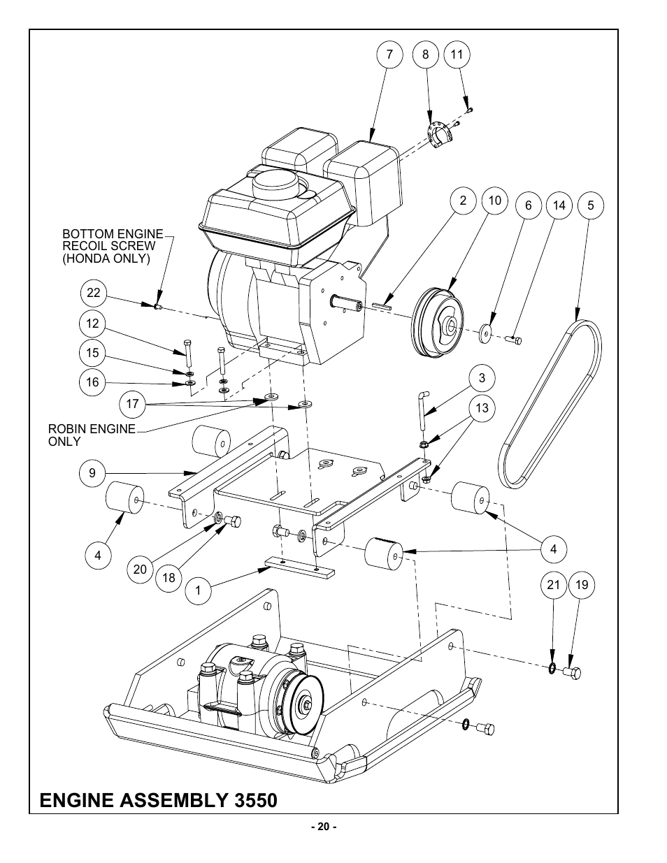 2018 assembly, Engine assembly 3550 | MBW 3550 Series User Manual | Page 23 / 29