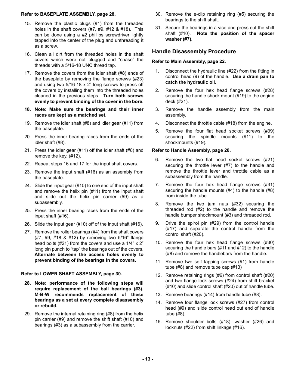 Handle disassembly procedure | MBW GPR135 User Manual | Page 16 / 41