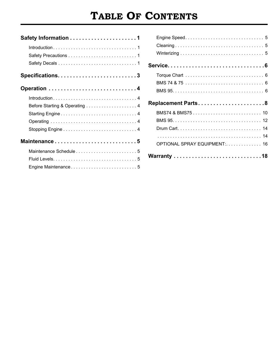 Able, Ontents | MBW BMS95 User Manual | Page 2 / 21