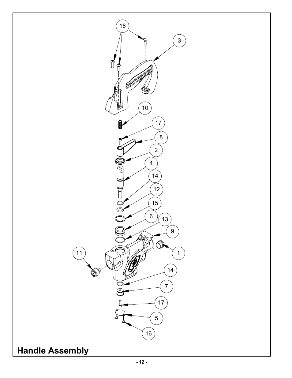 Handle assembly | MBW SP160 User Manual | Page 15 / 17