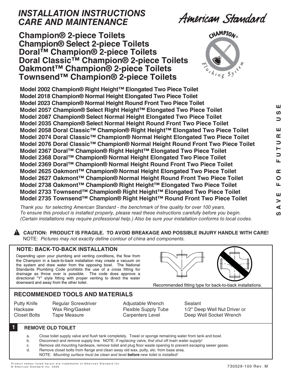 American Standard 2076 User Manual | 6 pages