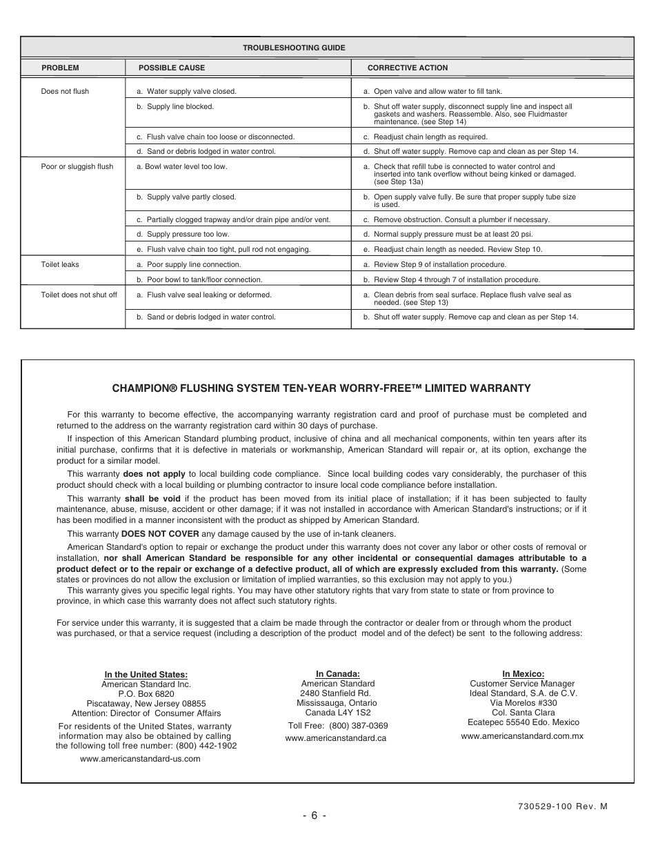 American Standard 2076 User Manual | Page 6 / 6