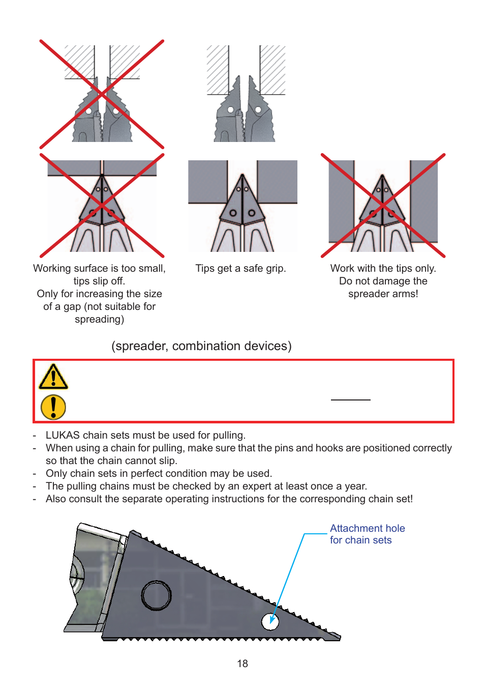 4 pulling (spreader, combination devices) | Lukas SC 357 E2 User Manual | Page 18 / 48