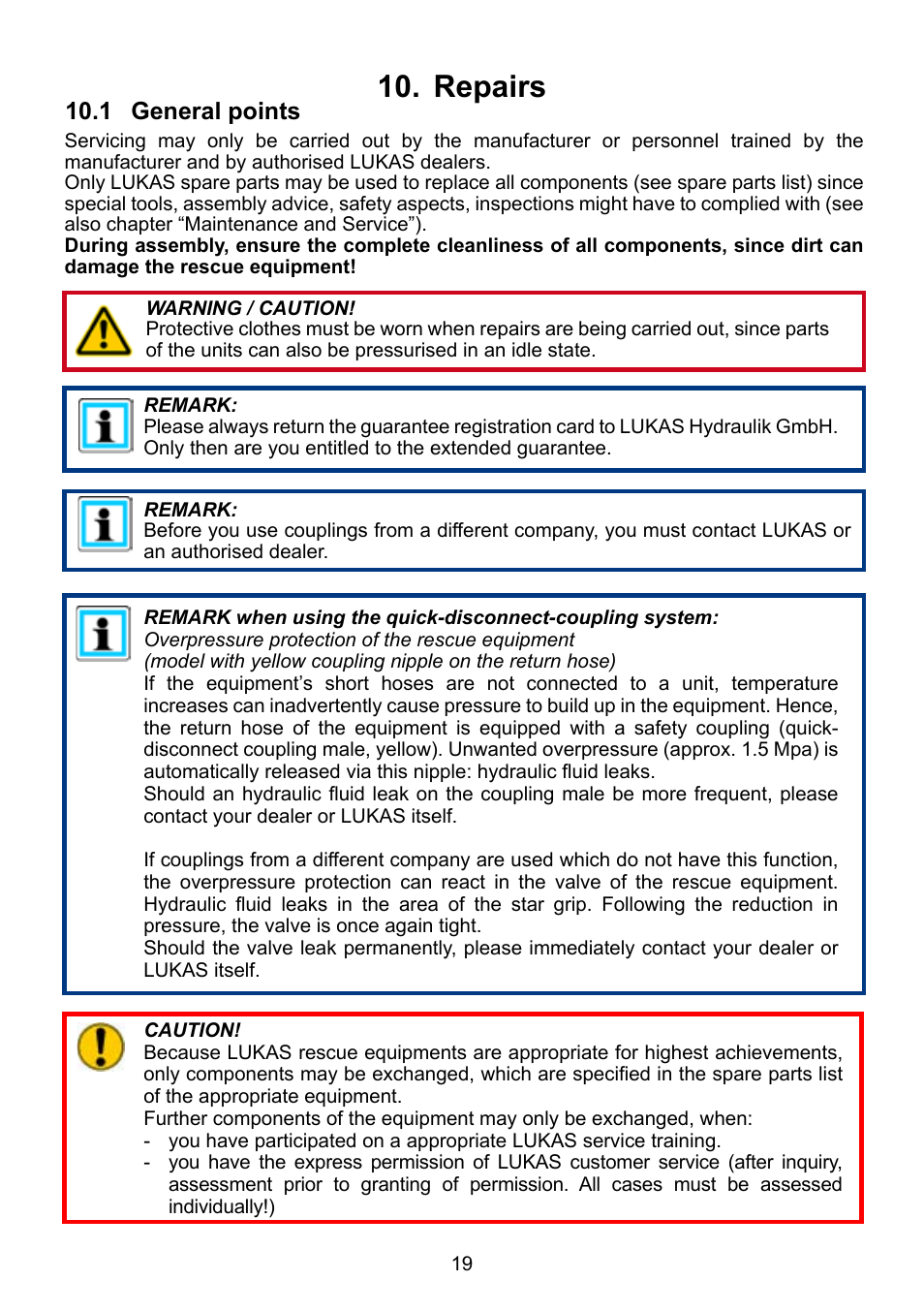 Repairs 10 | Lukas LS 330 Fi User Manual | Page 19 / 32