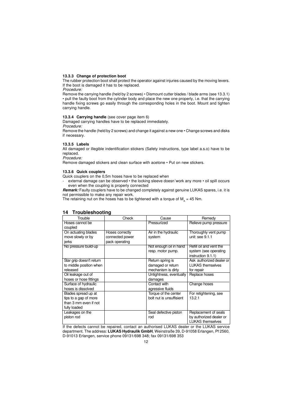 14 troubleshooting | Lukas LKS 55 EN User Manual | Page 12 / 14