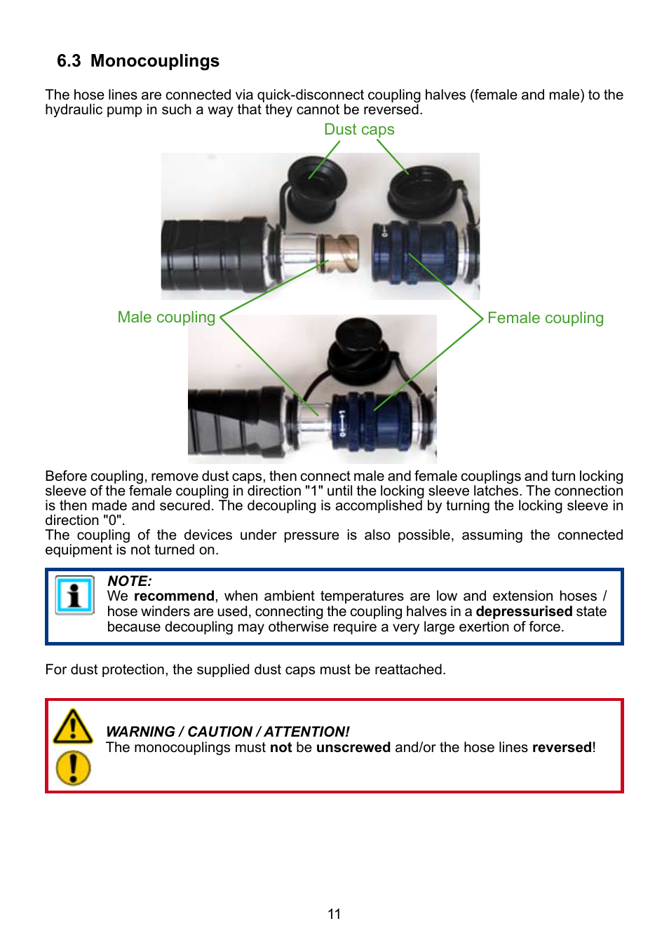 3 monocouplings | Lukas LH 2/ 1,8-70 DIN User Manual | Page 11 / 28