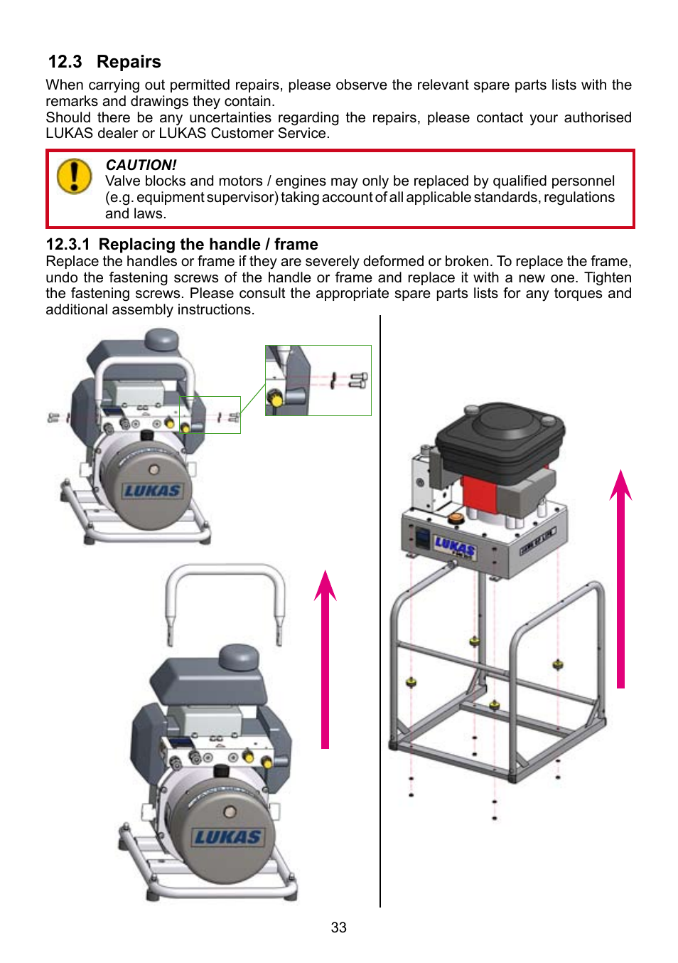 3 repairs | Lukas P 640 TG User Manual | Page 33 / 48