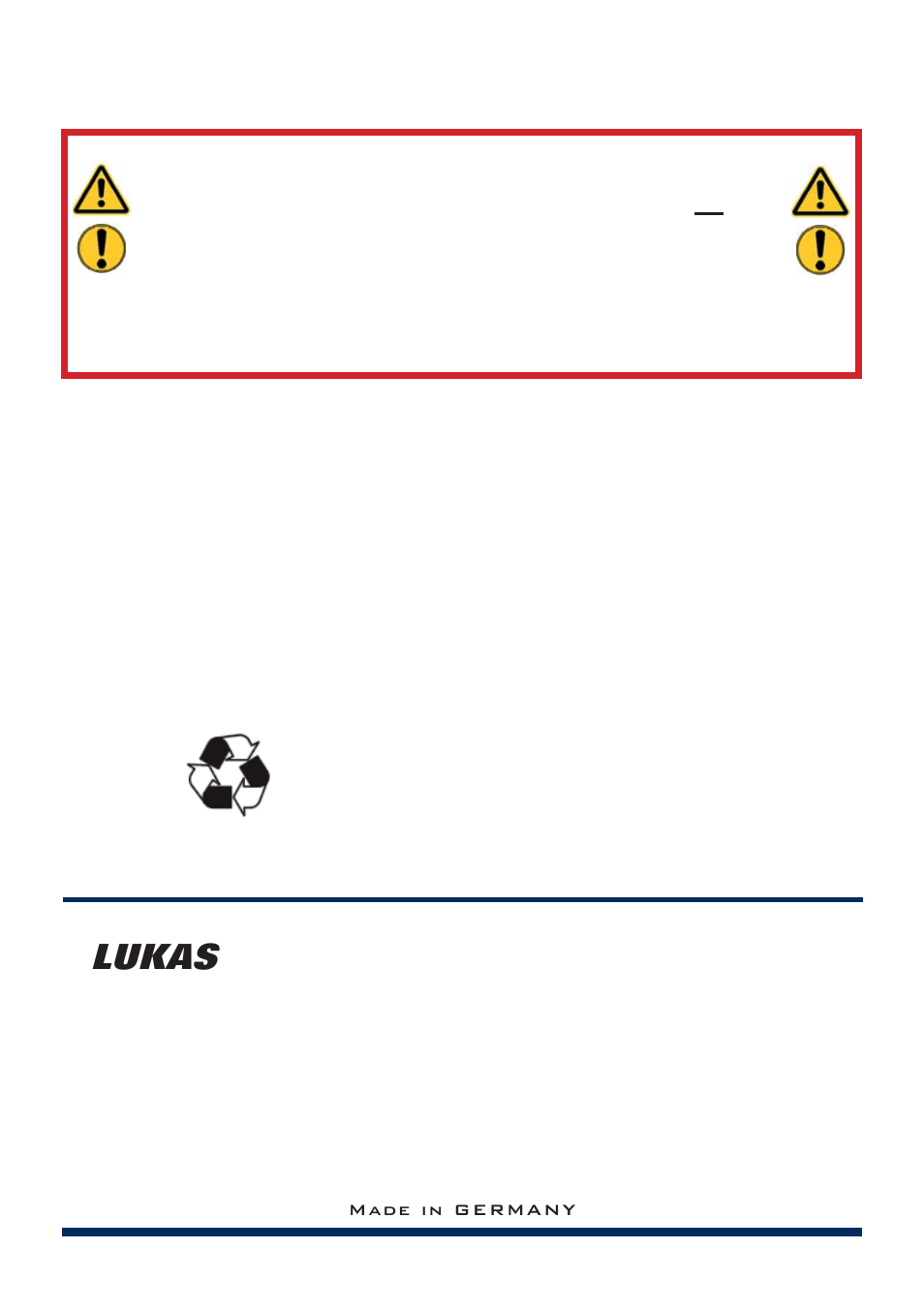 Lukas, Warning / caution / attention, Hydraulik gmbh | Lukas P 650 Series User Manual | Page 68 / 68