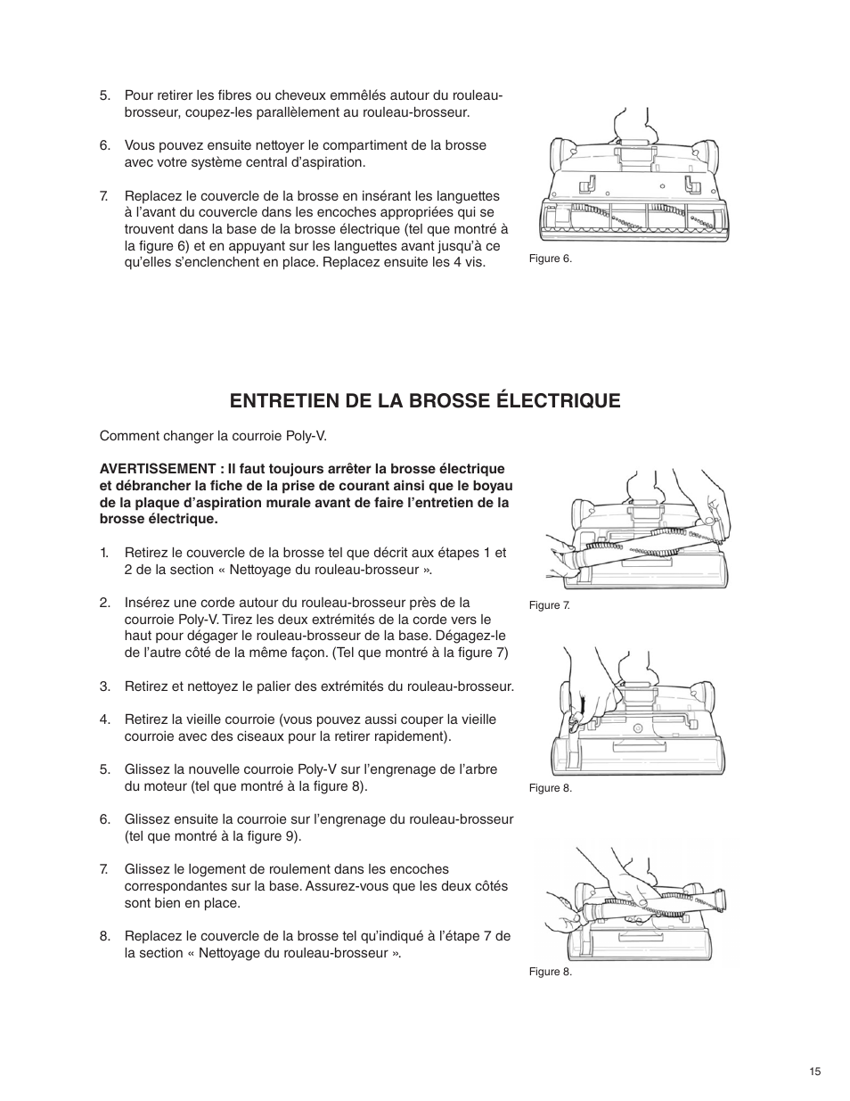 Entretien de la brosse électrique | Beam Electrolux Alliance Q User Manual | Page 15 / 24